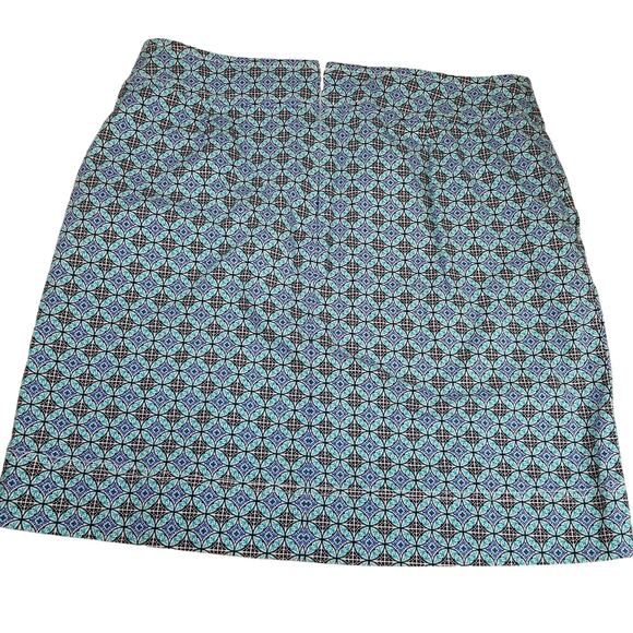 Talbots Blue Black White Print Rear Zip Pockets Skirt Excellent Size 12 - Picture 2 of 5